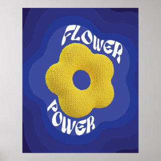 Affiche d'art Flower Power tricot jaune, dégradé b