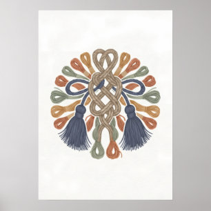 Affiche d'art folklorique à nouud macramé bohème à