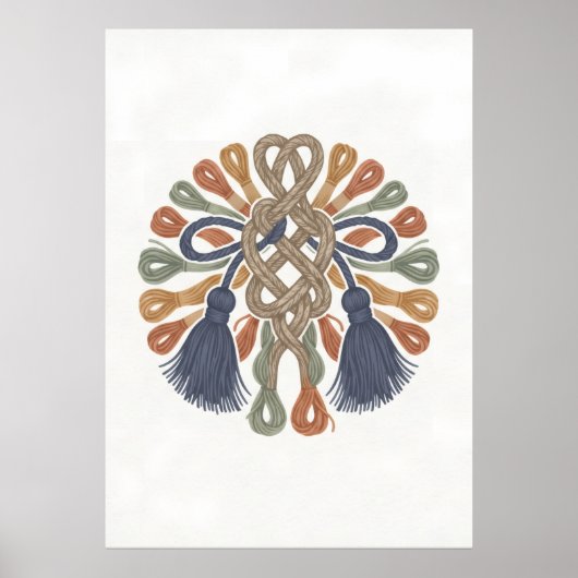 Affiche d'art folklorique à nouud macramé bohème à (Devant)