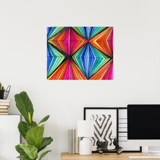 Affiche d'art géométrique arc-en-ciel (Bureau à domicile)