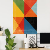 Affiche d'art géométrique moderne - Triangles colo (Bureau à domicile)