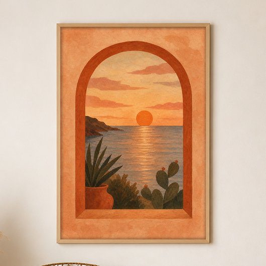 Affiche d'art gouache bohème de l'arche de l'heure