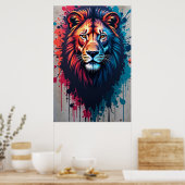 Affiche d'art graffiti Lion majestueux (Cuisine)