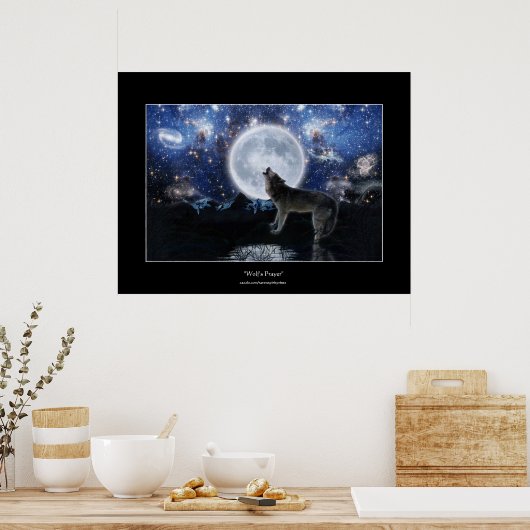 Affiche d'art Howling Wolf, Moon & Wilderness (Cuisine)