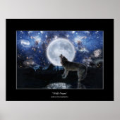 Affiche d'art Howling Wolf, Moon & Wilderness (Devant)