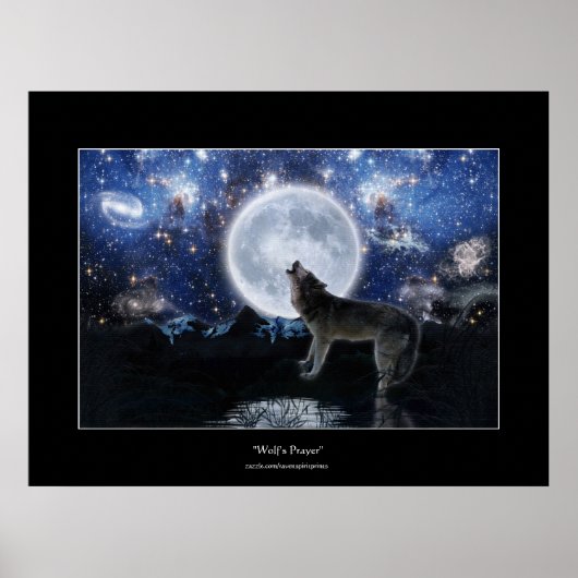 Affiche d'art Howling Wolf, Moon & Wilderness (Devant)