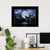Affiche d'art Howling Wolf, Moon & Wilderness (Bureau à domicile)