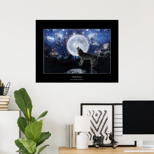 Affiche d'art Howling Wolf, Moon & Wilderness (Bureau à domicile)