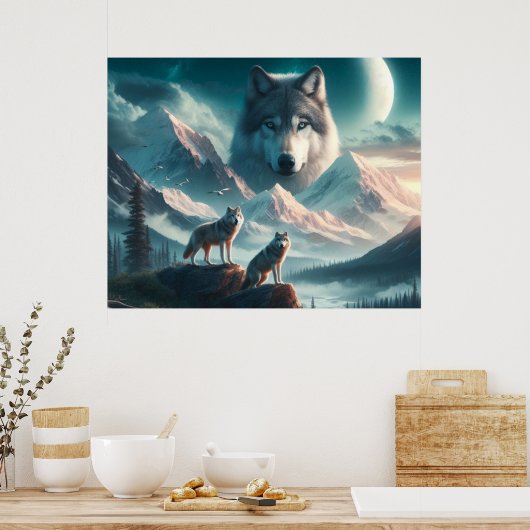 Affiche d'art IA Esprit des Loups (Cuisine)