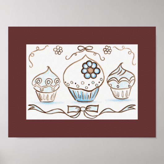 Affiche d'art impression cupcake bleu (Devant)