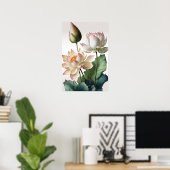 Affiche d'art impression de fleurs de lotus blanc (Bureau à domicile)