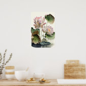 Affiche d'art impression de fleurs de lotus blanc (Cuisine)