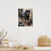 Affiche d'art imprimé de chien Rottweiler (Cuisine)