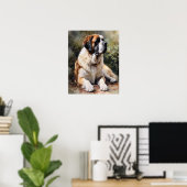 Affiche d'art imprimé de chien St. Bernard (Bureau à domicile)