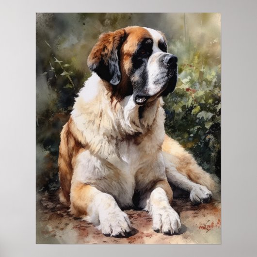 Affiche d'art imprimé de chien St. Bernard (Devant)