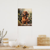 Affiche d'art imprimé de chien teckel mignon (Cuisine)