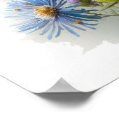 Affiche d'art imprimé de fleur d'aster bleu (Coin)
