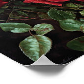 Affiche d'art imprimé de fleurs de roses rouges (Coin)