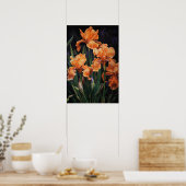 Affiche d'art imprimé de fleurs d'iris orange (Cuisine)