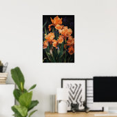 Affiche d'art imprimé de fleurs d'iris orange (Bureau à domicile)