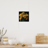 Affiche d'art imprimé de fleurs d'œillets jaunes (Cuisine)