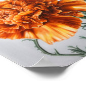 Affiche d'art imprimé de fleurs d'œillets orange (Coin)