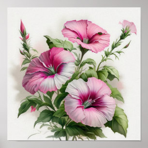 Affiche d'art imprimé de pétunias roses