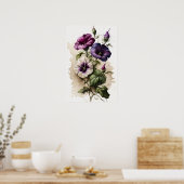 Affiche d'art imprimé de pétunias violets (Cuisine)