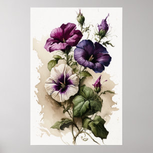 Affiche d'art imprimé de pétunias violets