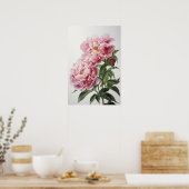 Affiche d'art imprimé de pivoines roses (Cuisine)