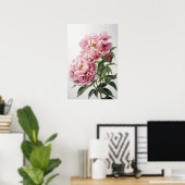 Affiche d'art imprimé de pivoines roses (Bureau à domicile)
