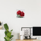 Affiche d'art imprimé de pivoines rouges (Bureau à domicile)