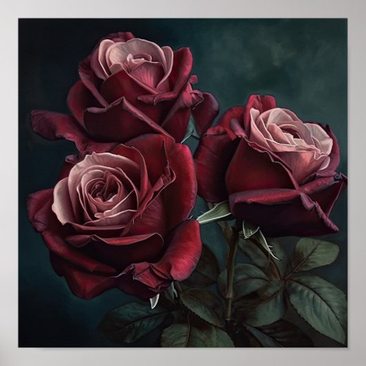 Affiche d'art imprimé de roses écarlates (Devant)