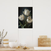 Affiche d'art imprimé de tulipes blanches (Cuisine)