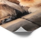 Affiche d'art imprimé du chien Leonberger (Coin)