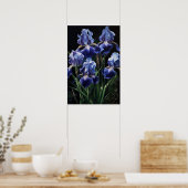 Affiche d'art imprimé Fleurs d'Iris Bleues (Cuisine)