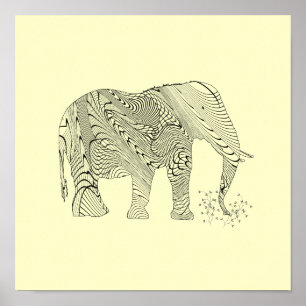 Affiche d'art imprimée motif éléphant