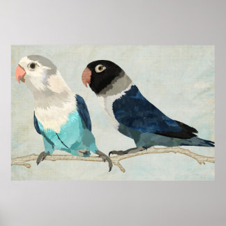 AFFICHE D'ART INDIGO BIRDS