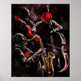Affiche d'art J'aime la musique jazz