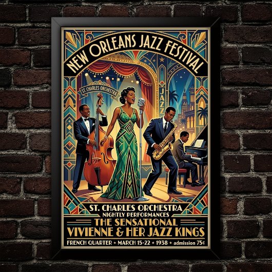 Affiche d'art Jazz Vintage 1930