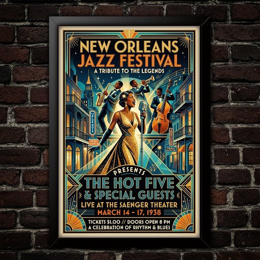 Affiche d'art Jazz Vintage 1930