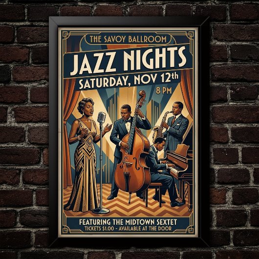 Affiche d'art Jazz Vintage 1930