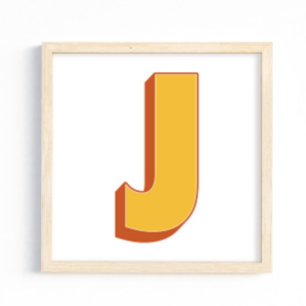Affiche d'art lettrage, monogramme J, initiale en 
