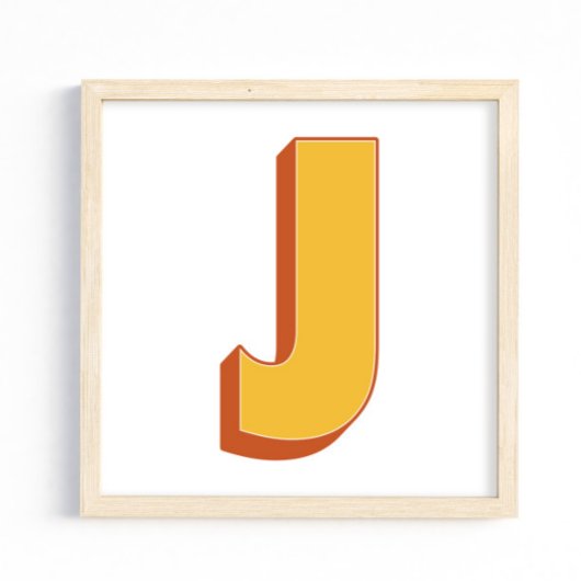 Affiche d'art lettrage, monogramme J, initiale en
