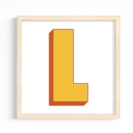 Affiche d'art lettrage, monogramme L, initiale de