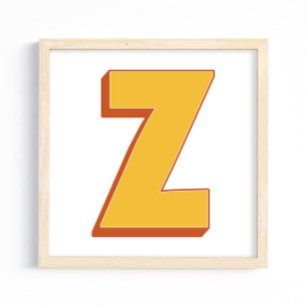 Affiche d'art lettrage, monogramme Z, initiale de