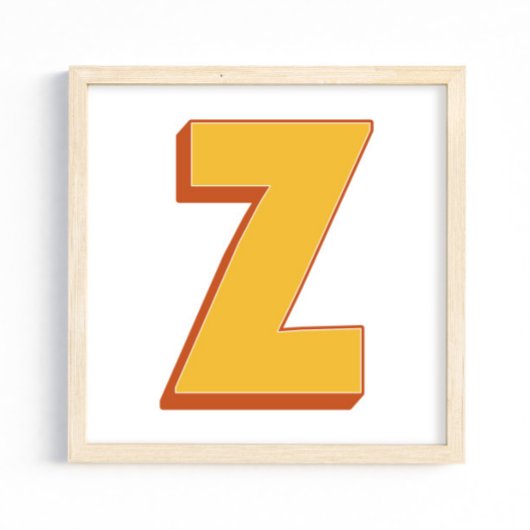 Affiche d'art lettrage, monogramme Z, initiale de