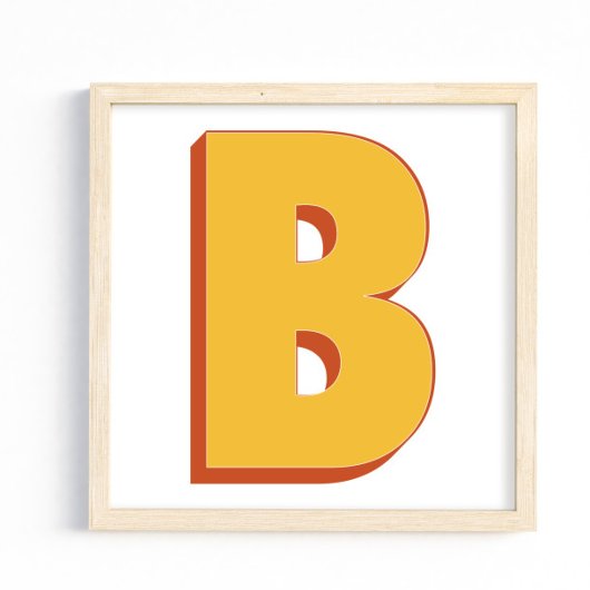 Affiche d'art lettre, monogramme B, initiale de ty