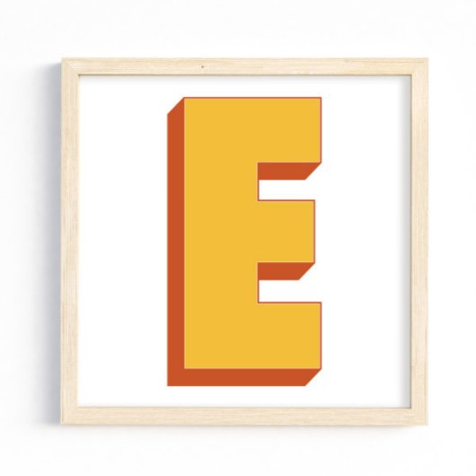 Affiche d'art lettre, monogramme E, initiale de ty