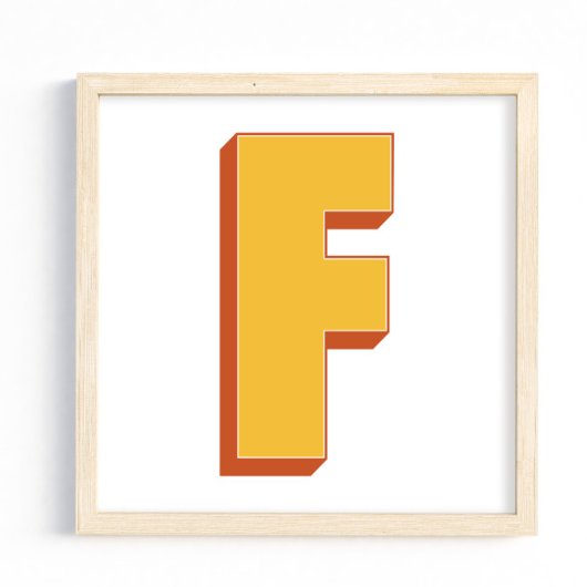 Affiche d'art lettre, monogramme F, initiale en ca
